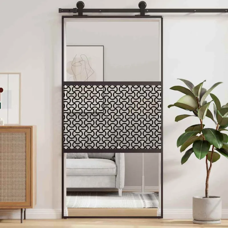 Stiklinės durys „Fretwork“ Juoda 102,5 x 2 x 205 cm Aliuminis