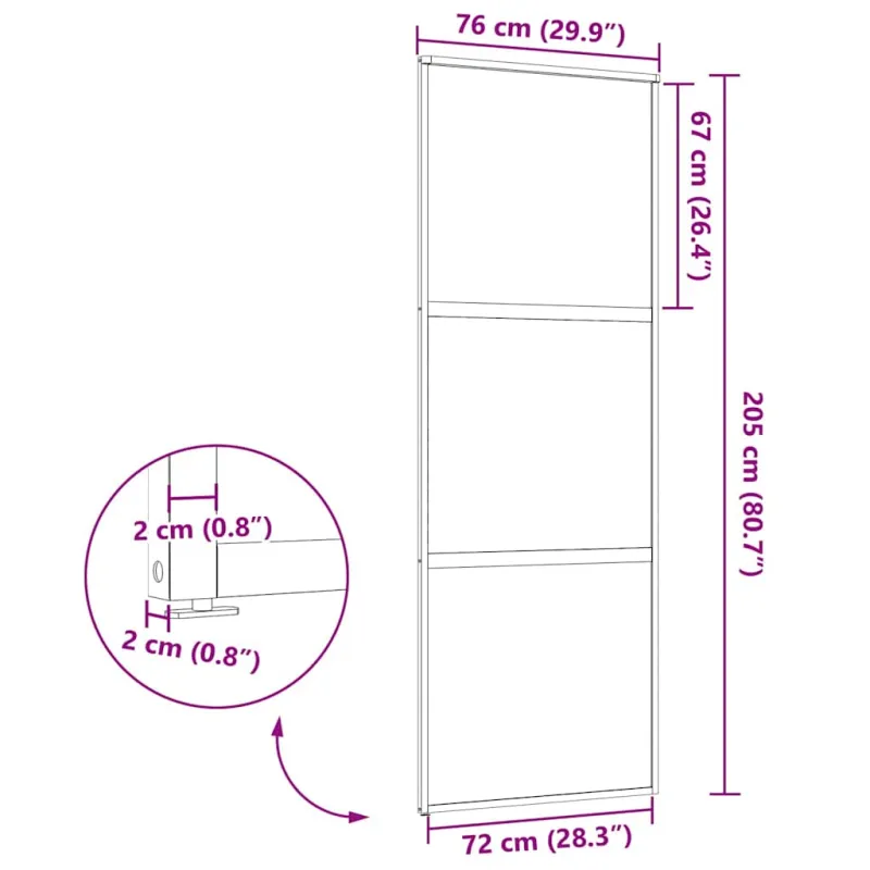 Stiklinės durys Dryžuotas Juoda 76 x 2 x 205 cm Aliuminis