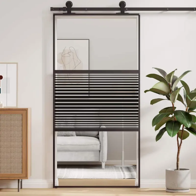 Stiklinės durys Dryžuotas Juoda 102,5 x 2 x 205 cm Aliuminis