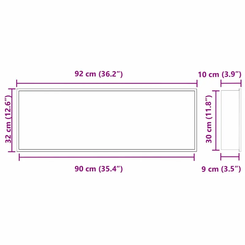 Dušo niša Sidabro 90 x 30 x 9,5 cm Nerūdijantis Plienas