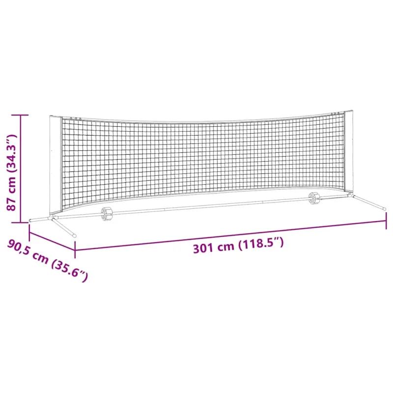 Teniso tinklas Juoda ir raudona 301 x 90,5 x 87 cm Poliesteris