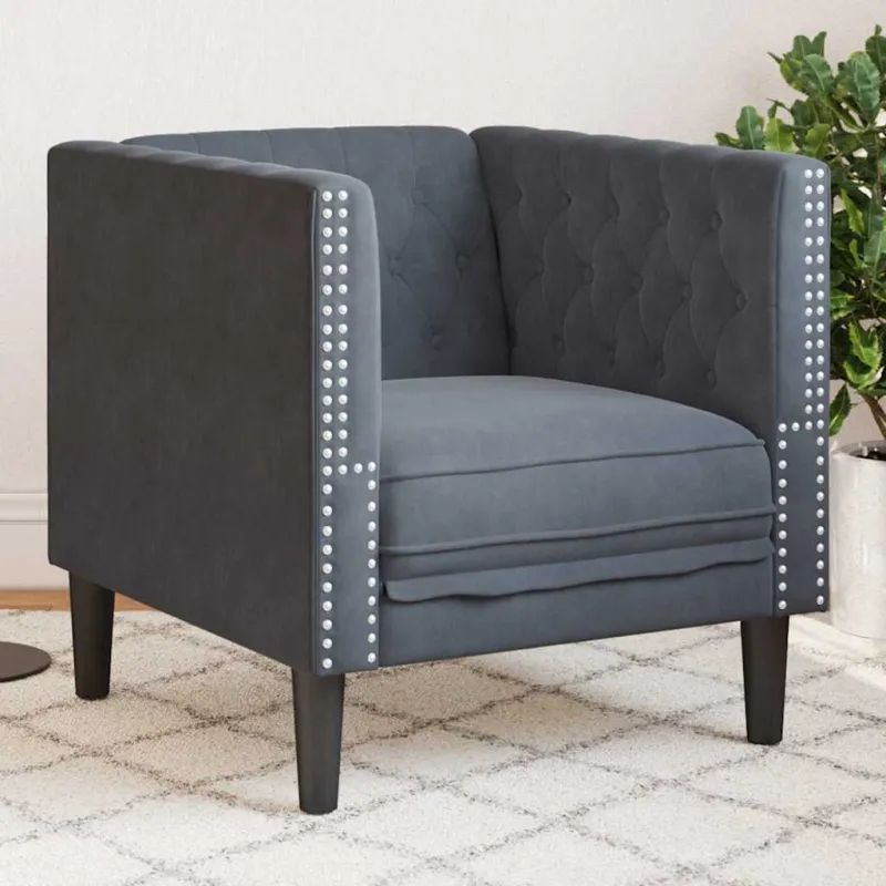 Sofa Tamsiai pilka 74,5 x 71 x 70,5 cm Aksomas