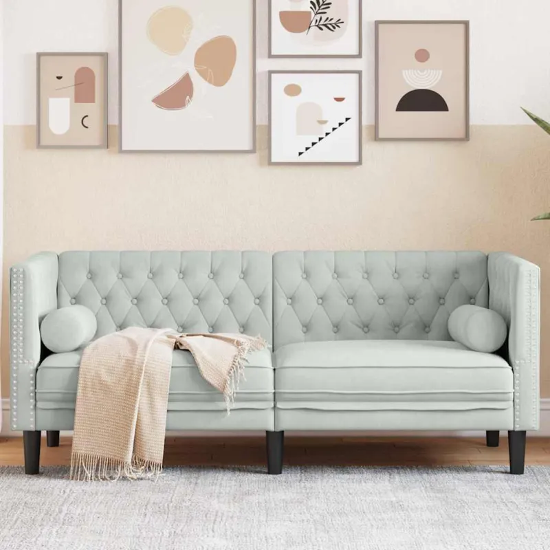 Sofa Šviesiai pilka 174 x 74,5 x 70,5 cm Aksomas