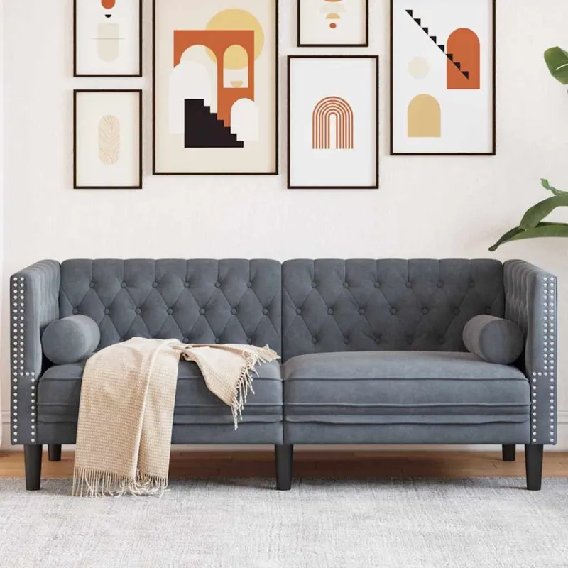 Sofa Tamsiai pilka 174 x 74,5 x 70,5 cm Aksomas