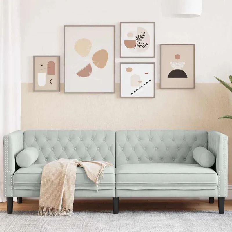 Sofa Šviesiai pilka 194 x 74,5 x 70,5 cm Aksomas