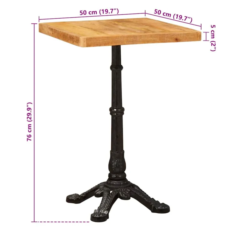 Bistro stalas Ruda 50 x 50 x 76 cm Kietas mango medis