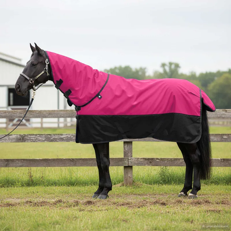 Arklių antklodė Rožinė ir Juoda 145 cm Poliesteris