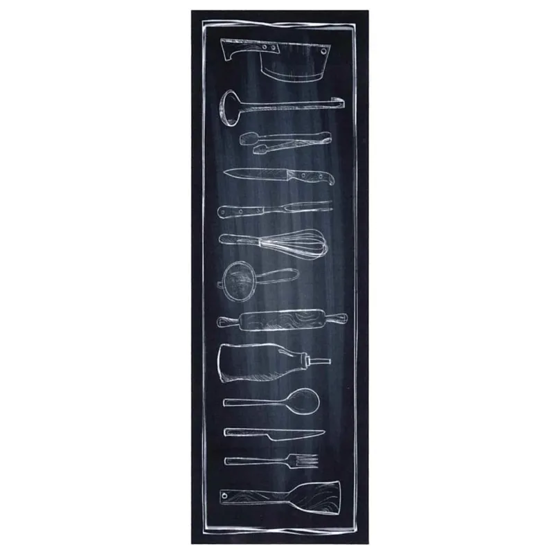 Virtuvės kilimas Juoda 180 x 60 cm Aksomas