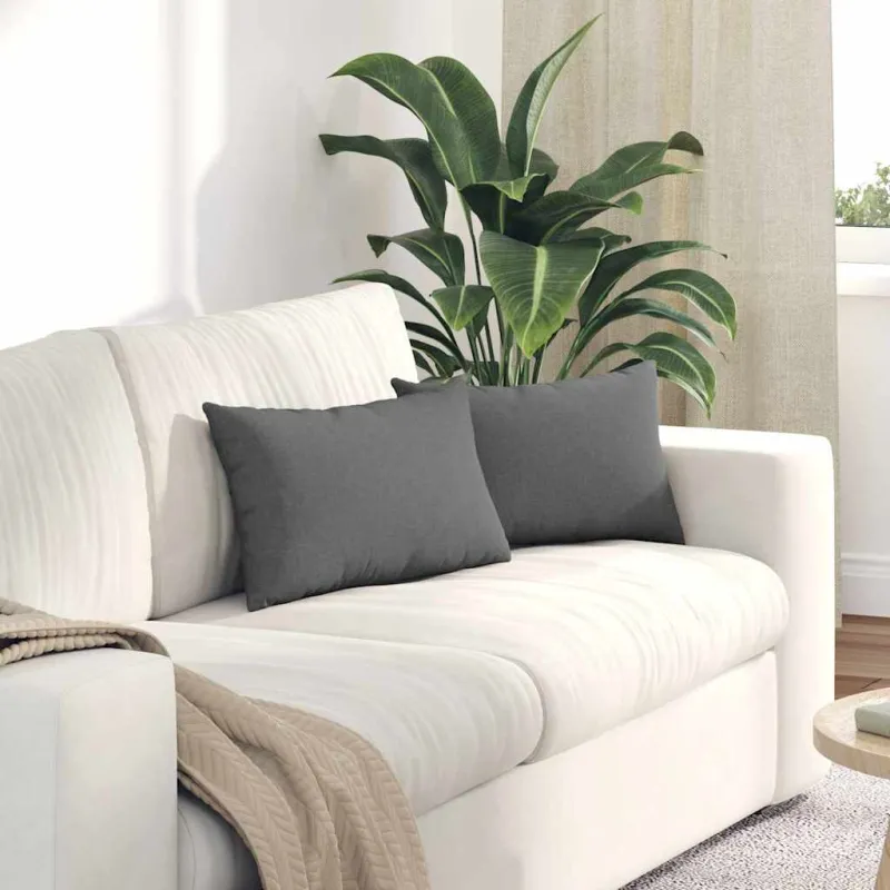 Sofa Pagalvės 2 pcs Tamsiai pilka 50 x 30 cm audinys