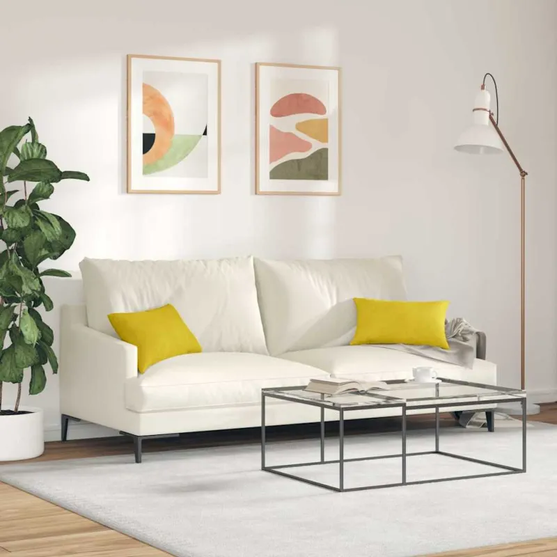 Sofa Pagalvės 2 pcs Geltona 50 x 30 cm Kordūrinis audinys