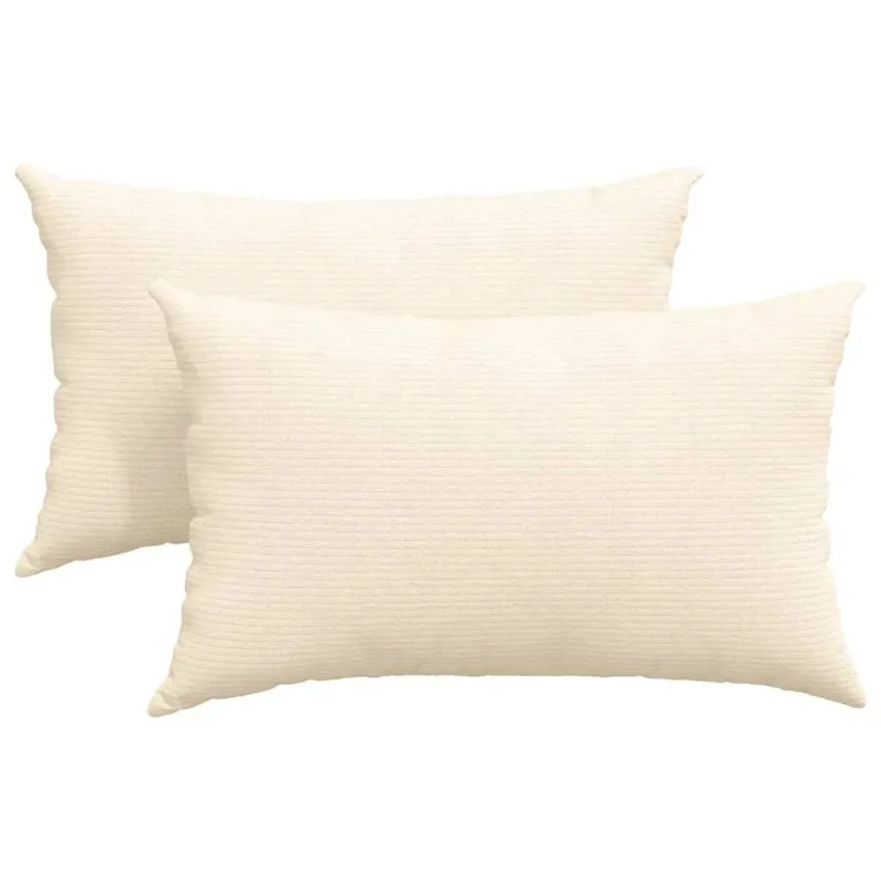 Sofa Pagalvės 2 pcs Kreminė 50 x 30 cm Kordūrinis audinys