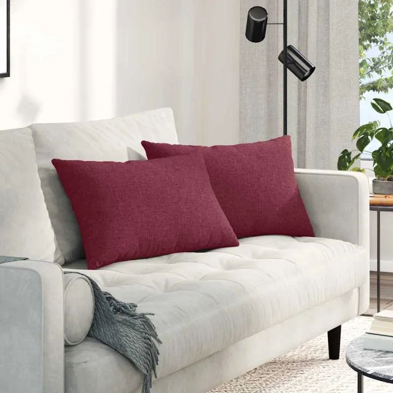 Sofa Pagalvės 2 pcs Vyno raudona 60 x 40 cm audinys