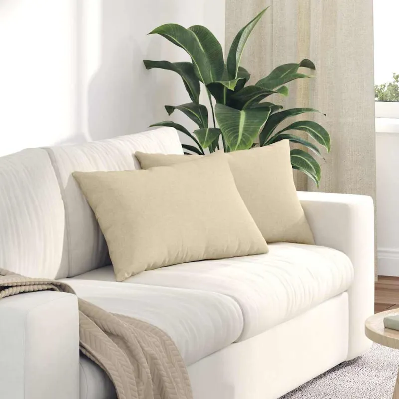Sofa Pagalvės 2 pcs Kreminė 60 x 40 cm audinys