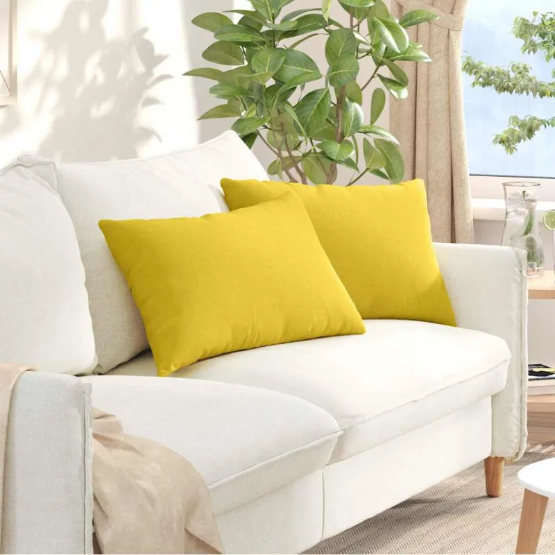 Sofa Pagalvės 2 pcs Šviesi geltona 60 x 40 cm audinys