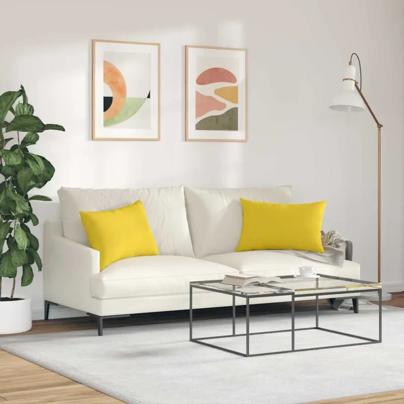 Sofa Pagalvės 2 pcs Šviesi geltona 60 x 40 cm audinys
