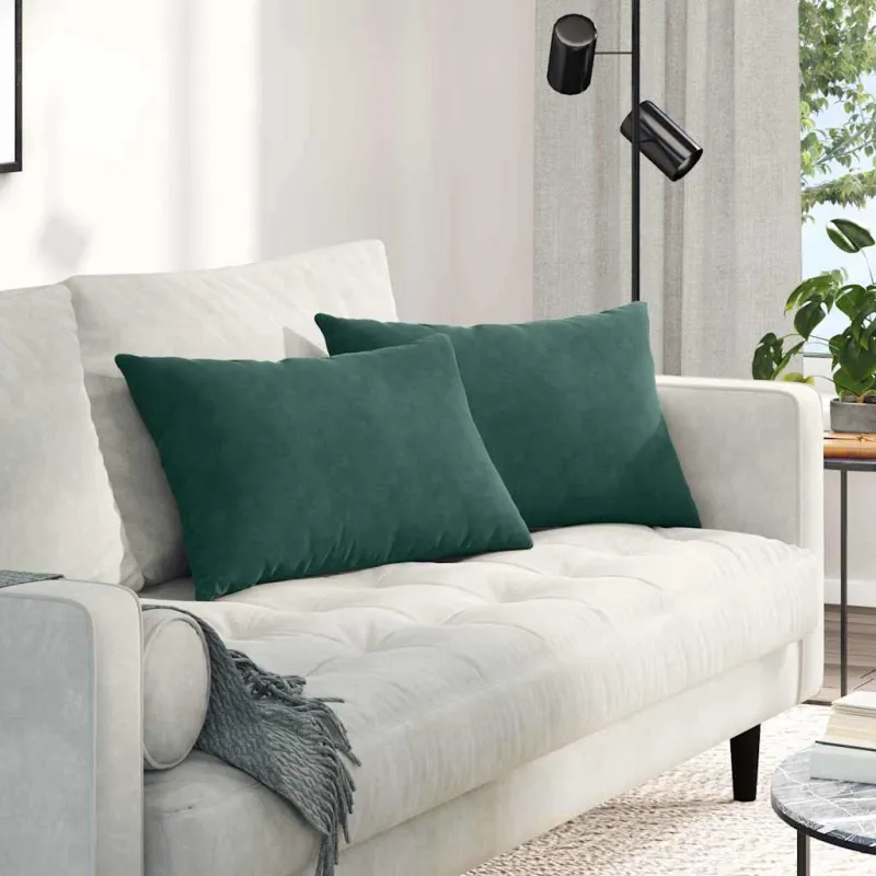 Sofa Pagalvės 2 pcs Tamsiai žalia 60 x 40 cm Kordūrinis audinys