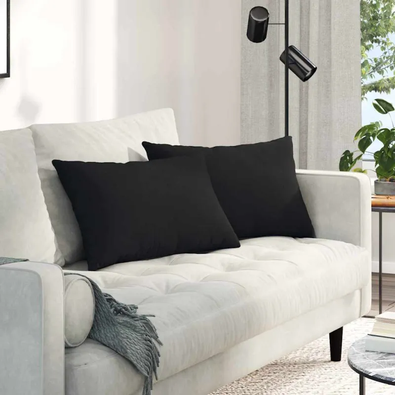 Sofa Pagalvės 2 pcs Juoda 60 x 40 cm audinys