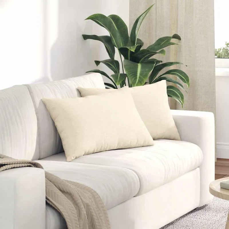 Sofa Pagalvės 2 pcs Kreminė 60 x 40 cm Kordūrinis audinys