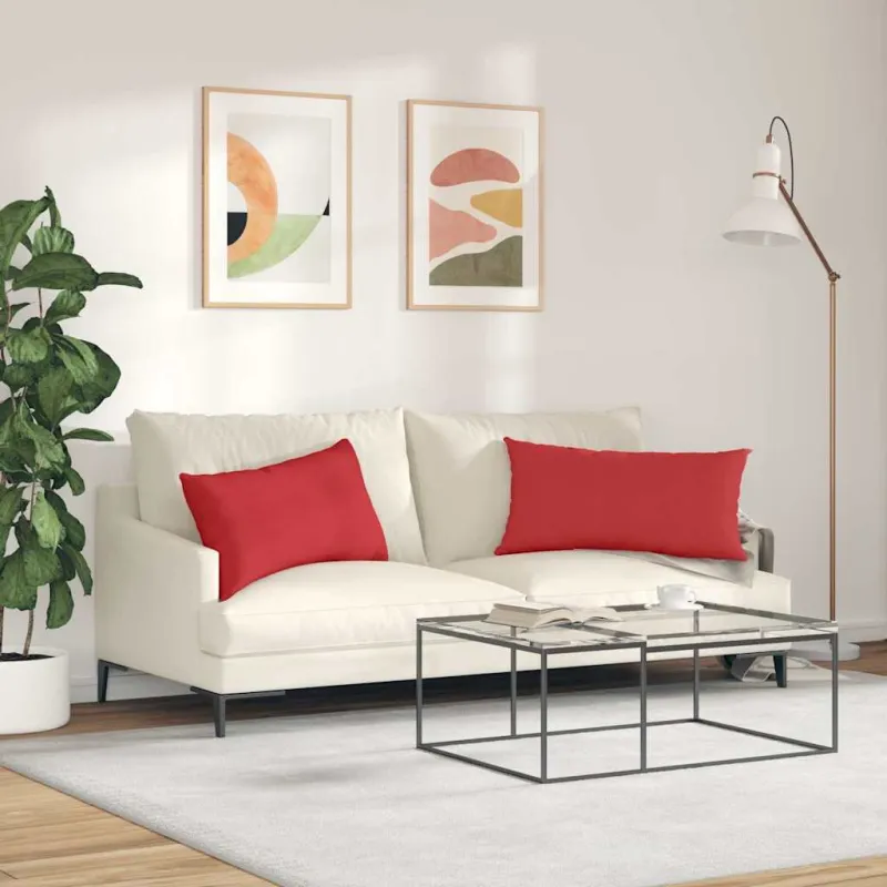 Sofa Pagalvės 2 pcs Raudona 80 x 40 cm audinys
