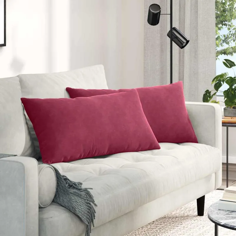 Sofa Pagalvės 2 pcs Vyno raudona 80 x 40 cm Kordūrinis audinys