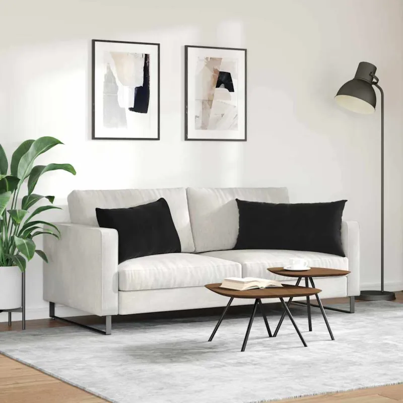 Sofa Pagalvės 2 pcs Juoda 80 x 40 cm Kordūrinis audinys