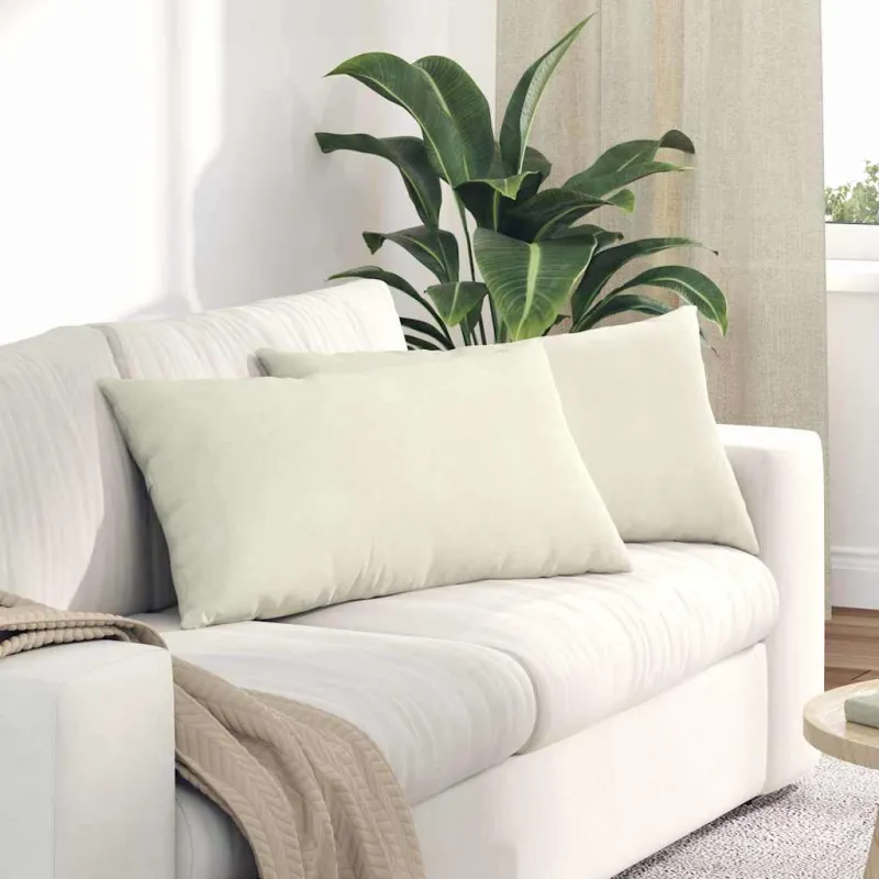 Sofa Pagalvės 2 pcs Kreminė 80 x 40 cm Kordūrinis audinys