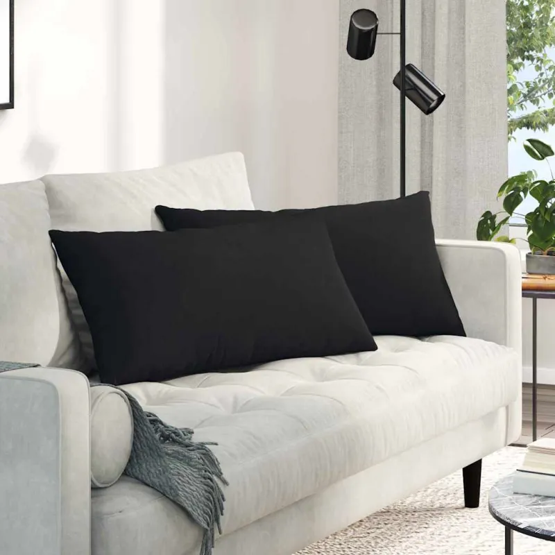 Sofa Pagalvės 2 pcs Juoda 80 x 40 cm audinys