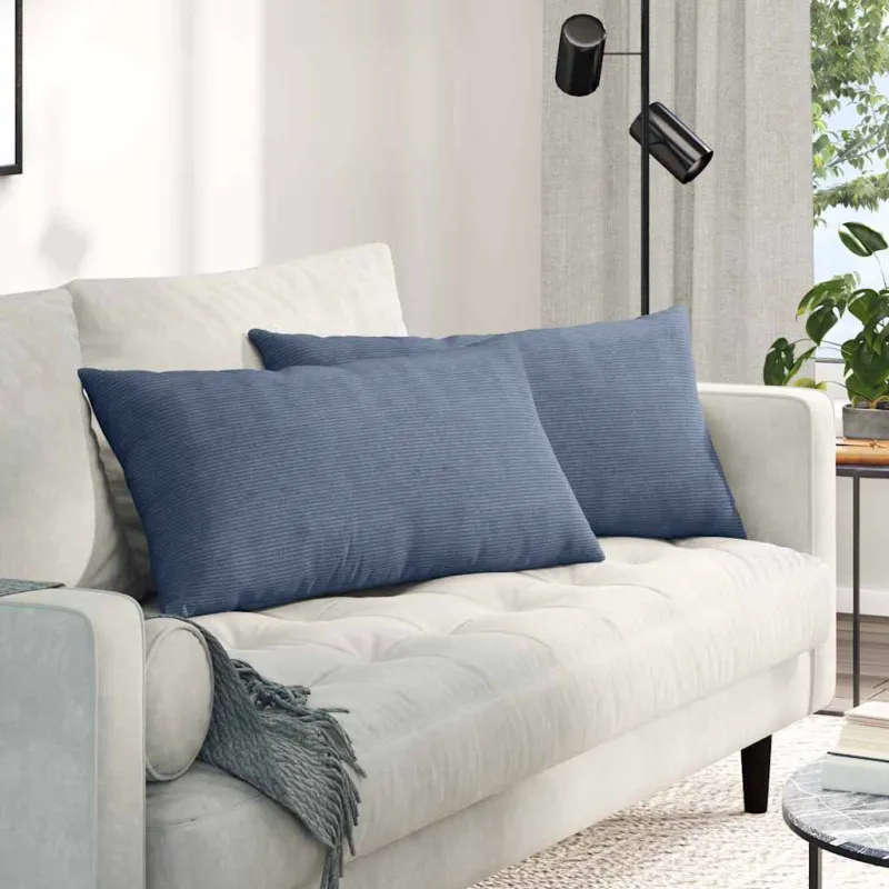 Sofa Pagalvės 2 pcs Mėlyna 80 x 40 cm Kordūrinis audinys