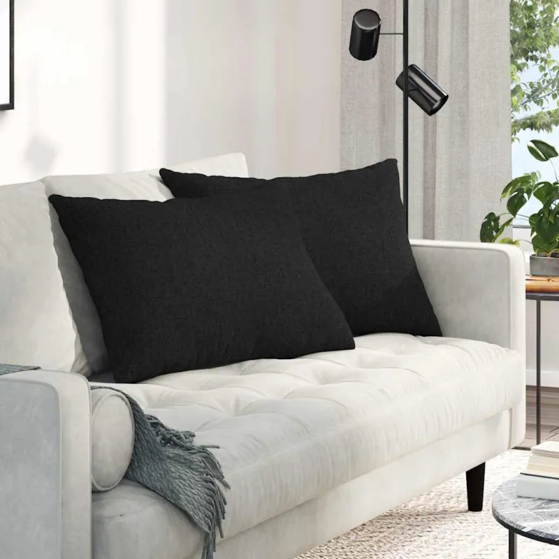 Sofa Pagalvės 2 pcs Juoda 70 x 50 cm audinys