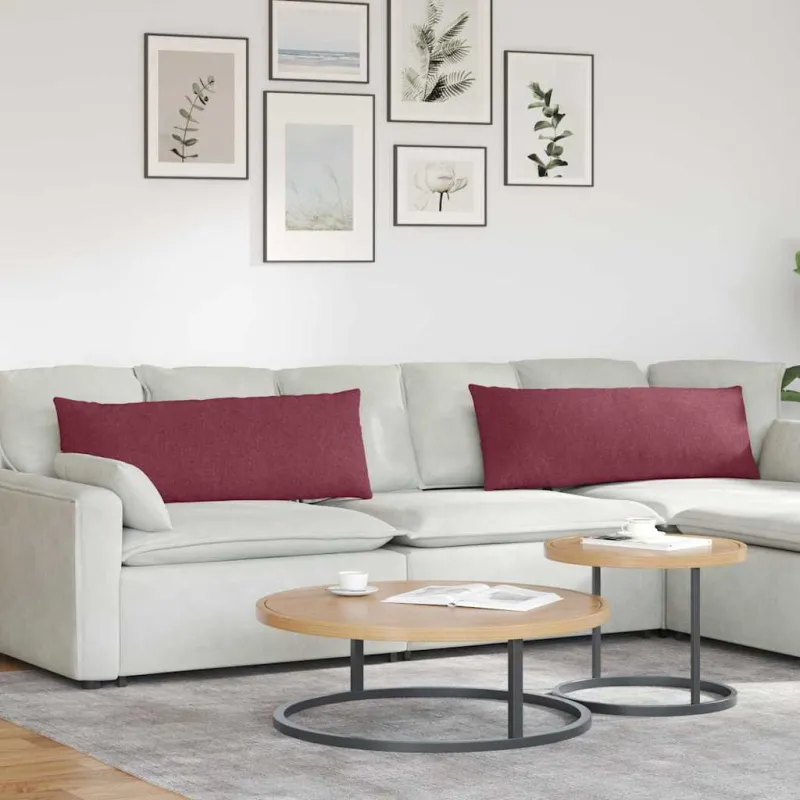 Sofa Pagalvės 2 pcs Vyno raudona 120 x 40 cm audinys