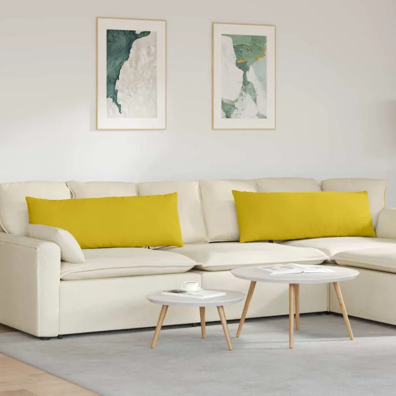 Sofa Pagalvės 2 pcs Geltona 120 x 40 cm Kordūrinis audinys