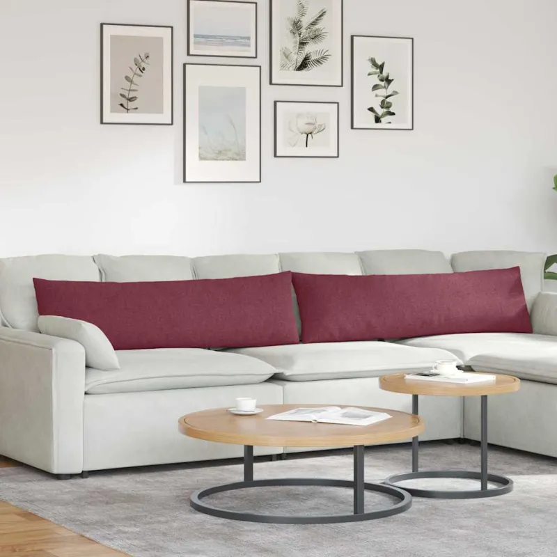 Sofa Pagalvės 2 pcs Vyno raudona 145 x 40 cm audinys