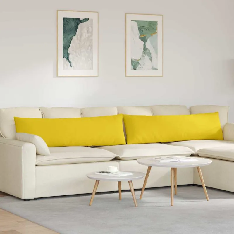Sofa Pagalvės 2 pcs Šviesi geltona 145 x 40 cm audinys