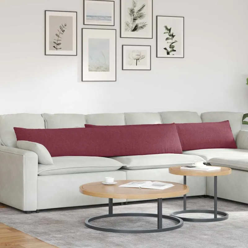 Sofa Pagalvės 2 pcs Vyno raudona 200 x 40 cm audinys