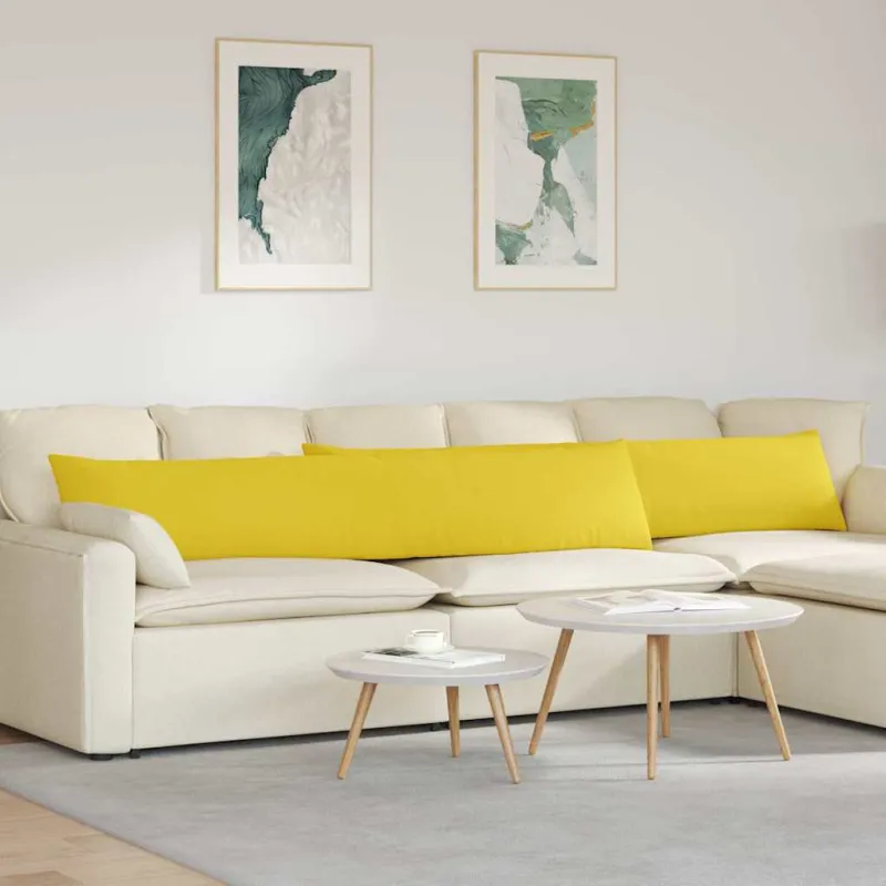Sofa Pagalvės 2 pcs Šviesi geltona 200 x 40 cm audinys