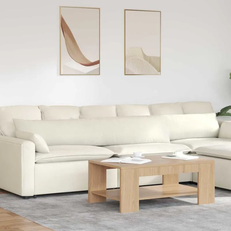 Sofa Pagalvės 2 pcs Kreminė 200 x 40 cm Kordūrinis audinys