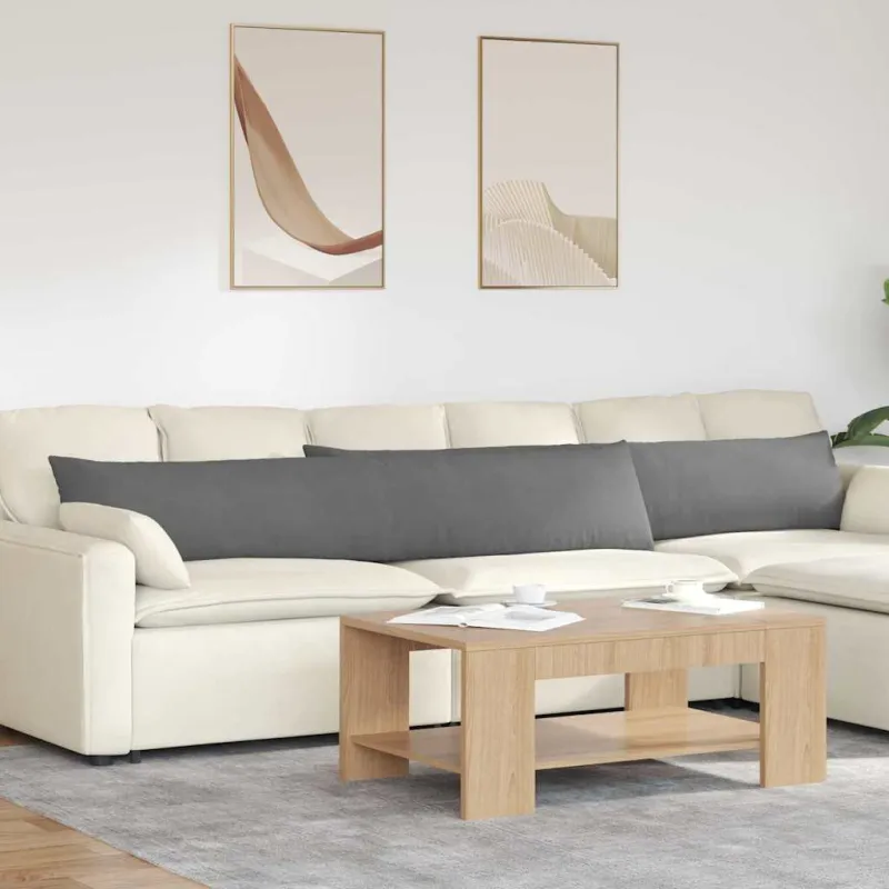 Sofa Pagalvės 2 pcs Tamsiai pilka 200 x 40 cm audinys