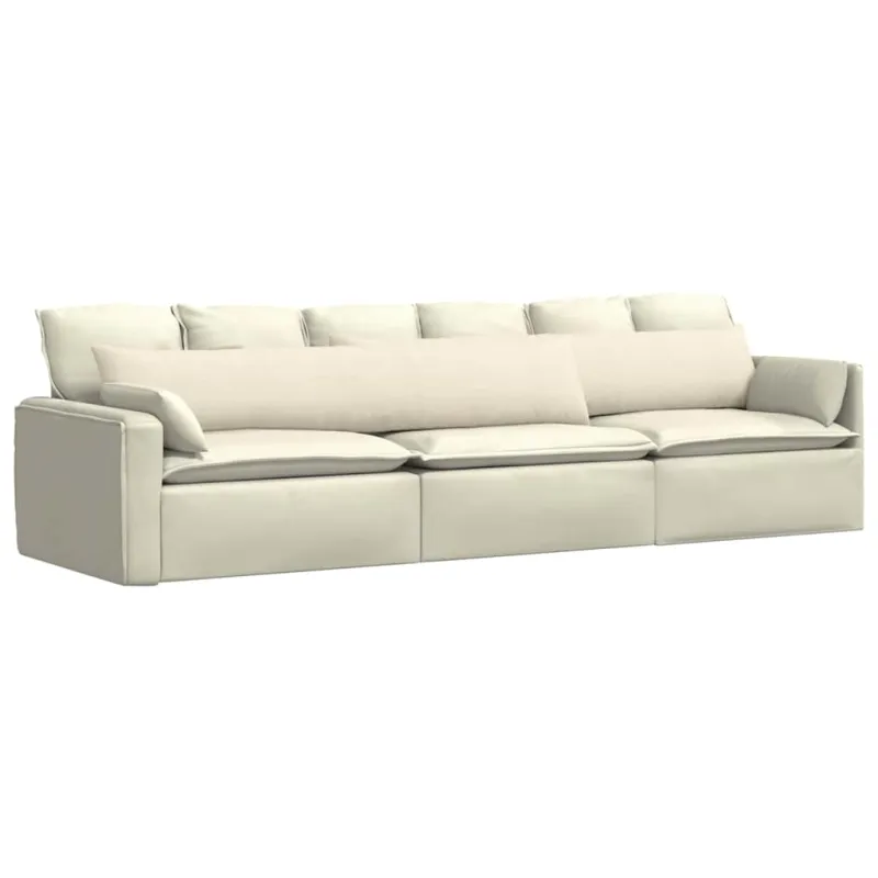 Sofa Pagalvės 2 pcs Kreminė 200 x 40 cm Kordūrinis audinys