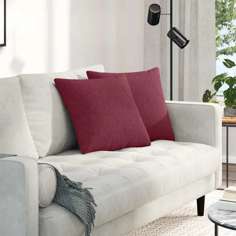 Sofa Pagalvės 2 pcs Vyno raudona 45 x 45 cm audinys