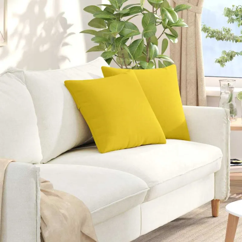 Sofa Pagalvės 2 pcs Šviesi geltona 45 x 45 cm audinys