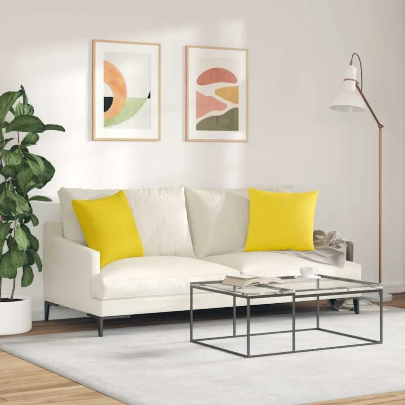 Sofa Pagalvės 2 pcs Šviesi geltona 45 x 45 cm audinys