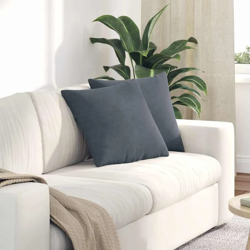 Sofa Pagalvės 2 pcs Tamsiai pilka 45 x 45 cm Kordūrinis audinys