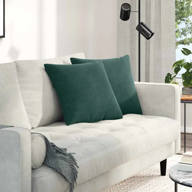 Sofa Pagalvės 2 pcs Tamsiai žalia 45 x 45 cm Kordūrinis audinys