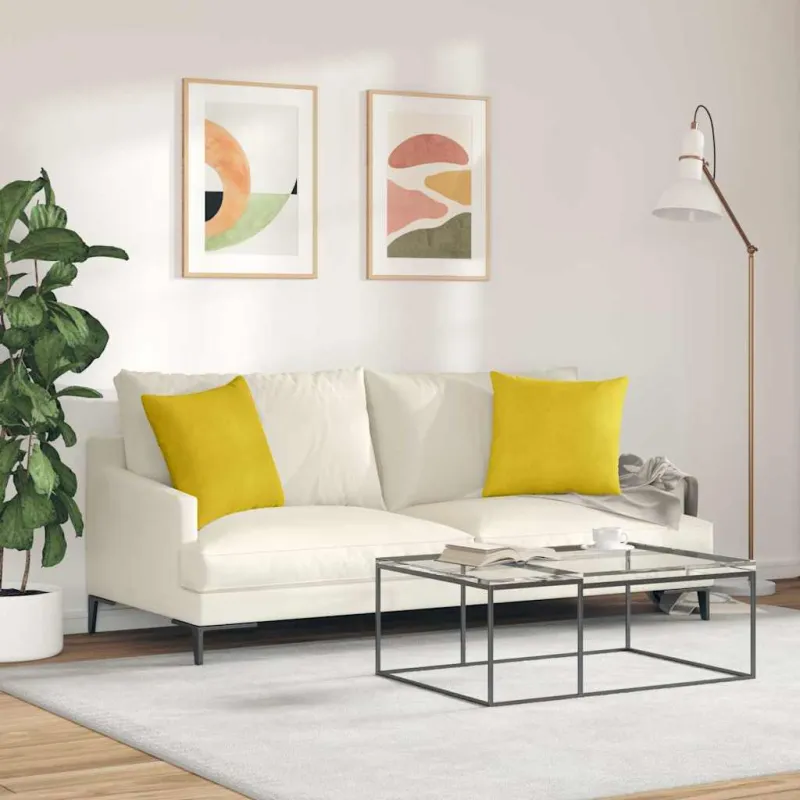 Sofa Pagalvės 2 pcs Geltona 45 x 45 cm Kordūrinis audinys