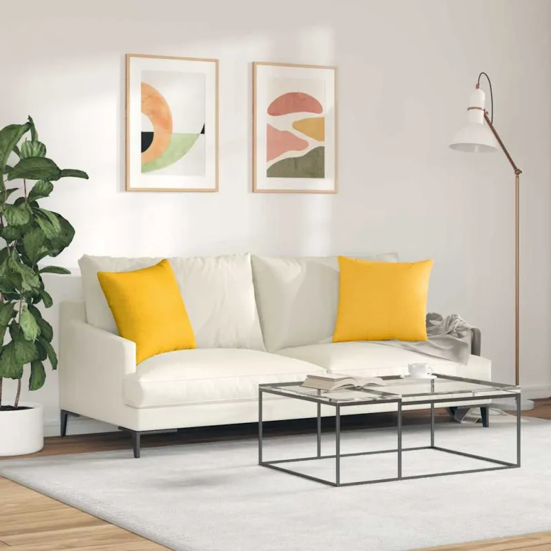 Sofa Pagalvės 2 pcs Šviesi geltona 45 x 45 cm