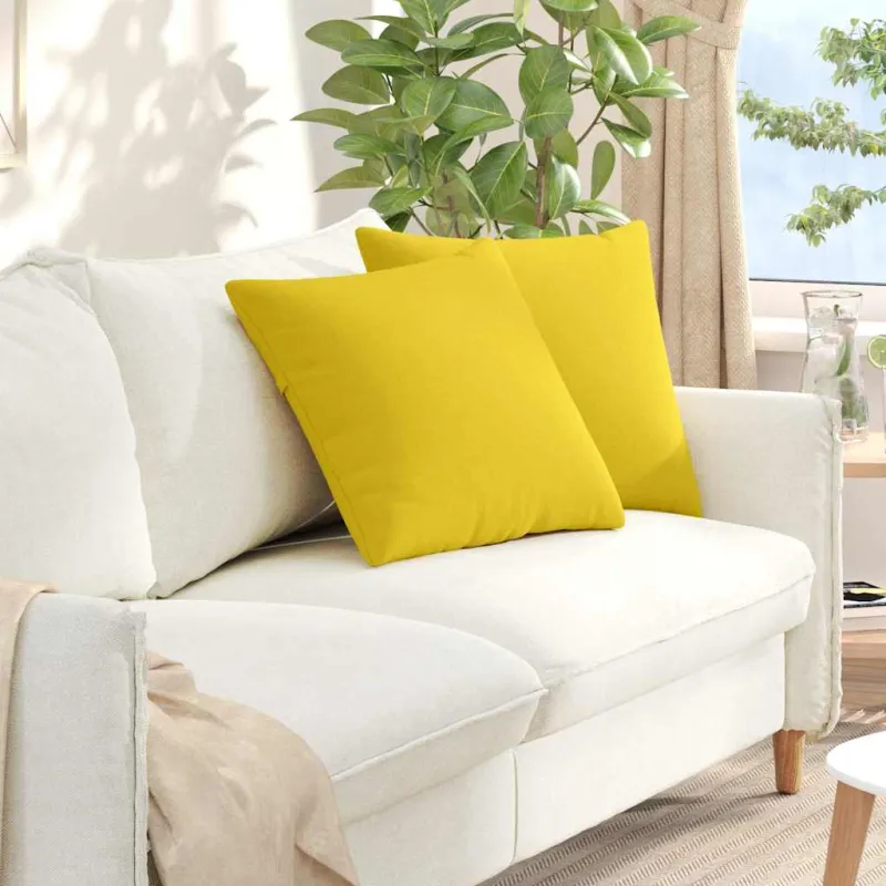 Sofa Pagalvės 2 pcs Šviesi geltona 50 x 50 cm audinys