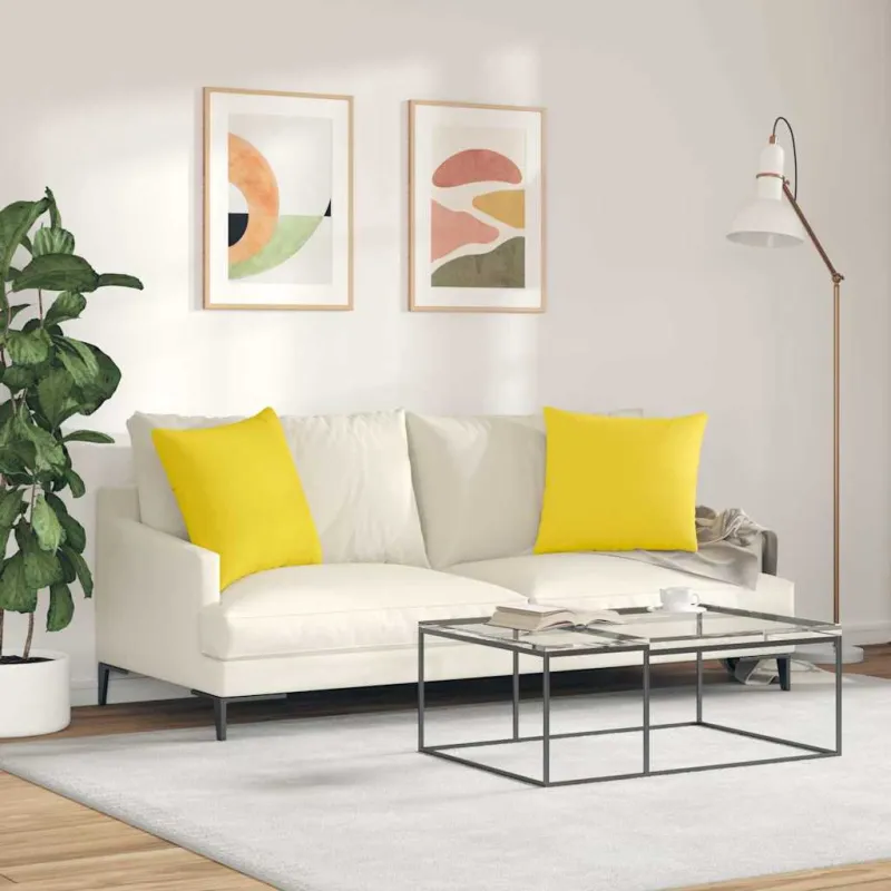Sofa Pagalvės 2 pcs Šviesi geltona 50 x 50 cm audinys