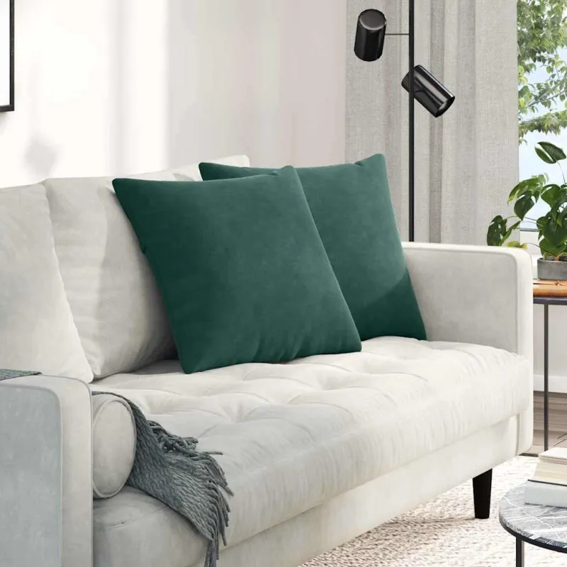 Sofa Pagalvės 2 pcs Tamsiai žalia 50 x 50 cm Kordūrinis audinys