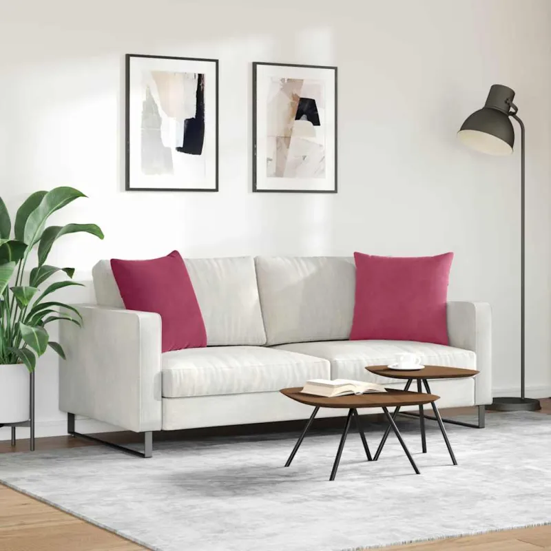 Sofa Pagalvės 2 pcs Vyno raudona 50 x 50 cm Kordūrinis audinys