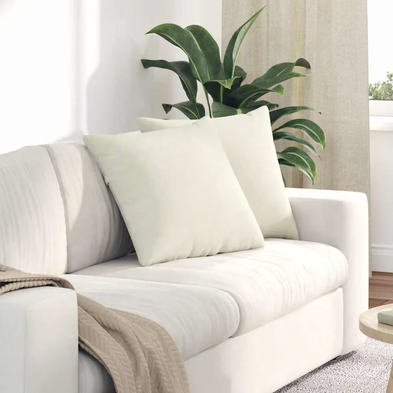 Sofa Pagalvės 2 pcs Kreminė 50 x 50 cm Kordūrinis audinys